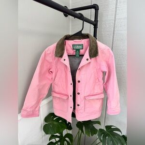 Girls Vintage L.L. Bean Chore Barn Canvas Coat Utility Jacket in Pink Size 7/8